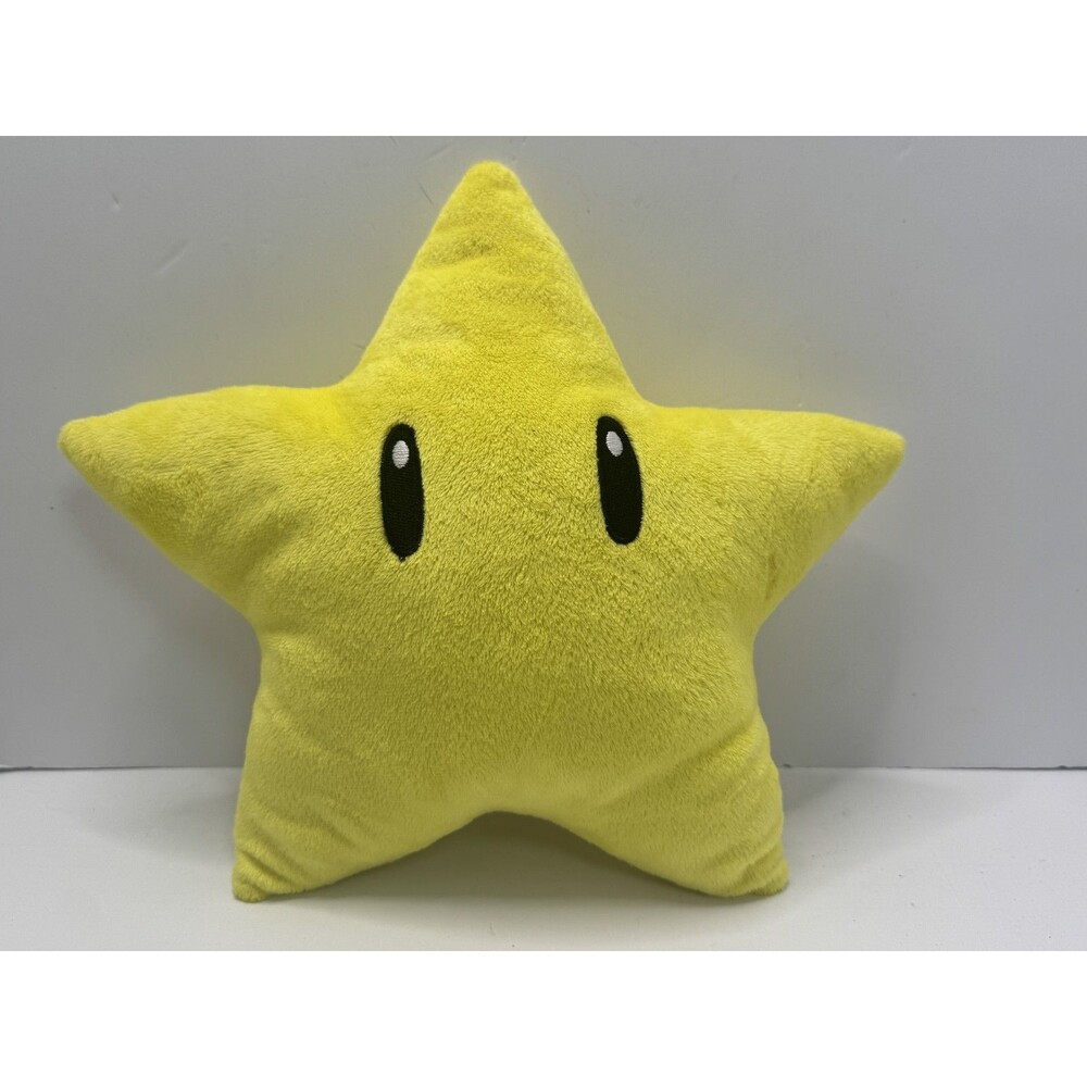 Nintendo Mario Party Super Star Plush 12" Yellow Power Star Pillow Japanese Logo